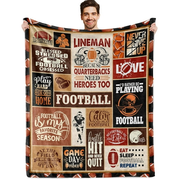 Football Gifts for Boys, Football Gifts for Men, Football Coach Gifts, Gifts for Football Players Team, Gifts for Football Lover, Football Blanket 60" X 50"