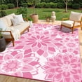 thumbnail image 2 of Findosom Outdoor Rug 6'x9' Reversible Waterproof Outdoor Patio Rug Mat Plastic Straw Rug Outdoor Area Rug Patio Camping Rug for RV Picnic Balcony Backyard Beach Outdoor Decor,Pink, 2 of 9