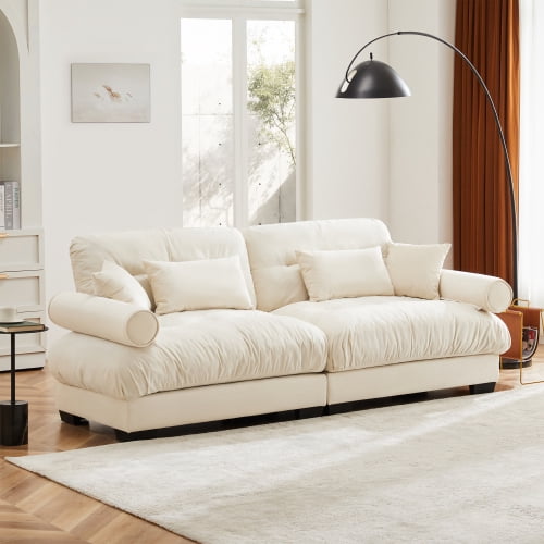 GAKMCIL 93.7" Loveseat Sofa, 2 Seater Modular Sectional Sofa, Large U Shaped Sectional Velvet Fluffy Couch,Deep Seat Sofas for Living Home