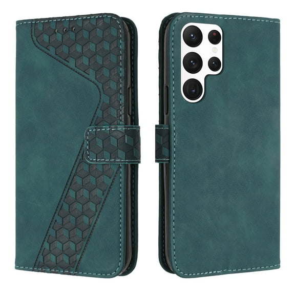 Allytech Wallet Case for Samsung Galaxy S23 Ultra 5G (2023), PU Leather and TPU Bumper Full Protection Credit Card Holder Flip Book Stand Hand Strap Case for Galaxy S23 Ultra 6.8" 5G, Green