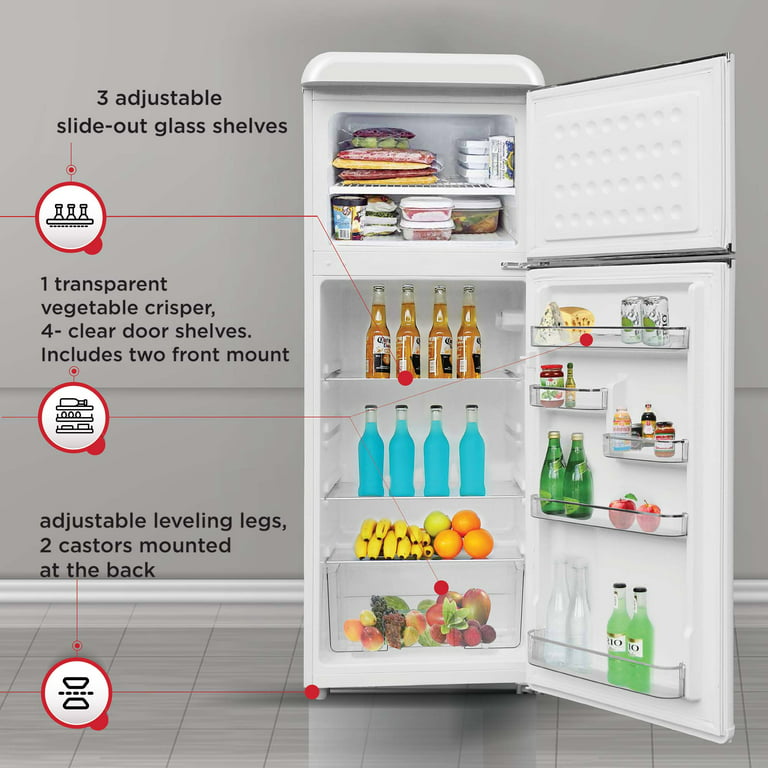 WANAI Mini Refrigerator 3.5 Cu.Ft Adjustable Temperature with Top Mount  Freezer Built-in Light Ideal for Home, Office, Dorm