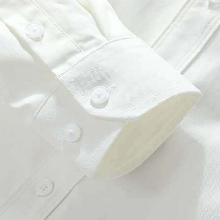 Usnsm (m-5xl) Men's Big and Tall Dress Shirts Stretch Stain Shield Long Sleeve Solid Formal Shirt Business Casual Button Down Shirts White Xxxxxl