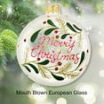 thumbnail image 3 of Merry Christmas Blown Glass Ornament - European Mouth-Blown Clear Frosted Glass Ball, 3 of 4
