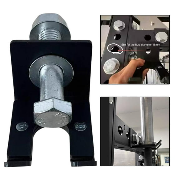 Soporte para barra individual para rack de potencia, ahorro de espacio, uso comercial y doméstico. Negro