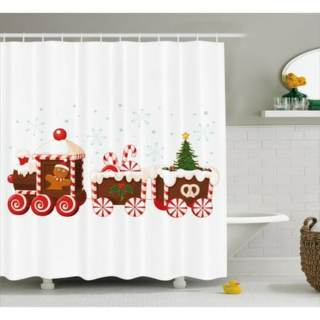 The Holiday Aisle Christmas Candy Train Single Shower Curtain