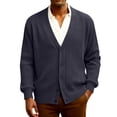 thumbnail image 3 of Kixjoy Blue Cardigan Sweaters for Men Long Sleeve Big and Tall Button Down Ribbed Knitted Sweater V Neck Fall Casual Jacket Basic Fashion Lightweight Mens Sweater, Navy 2XL, 3 of 7