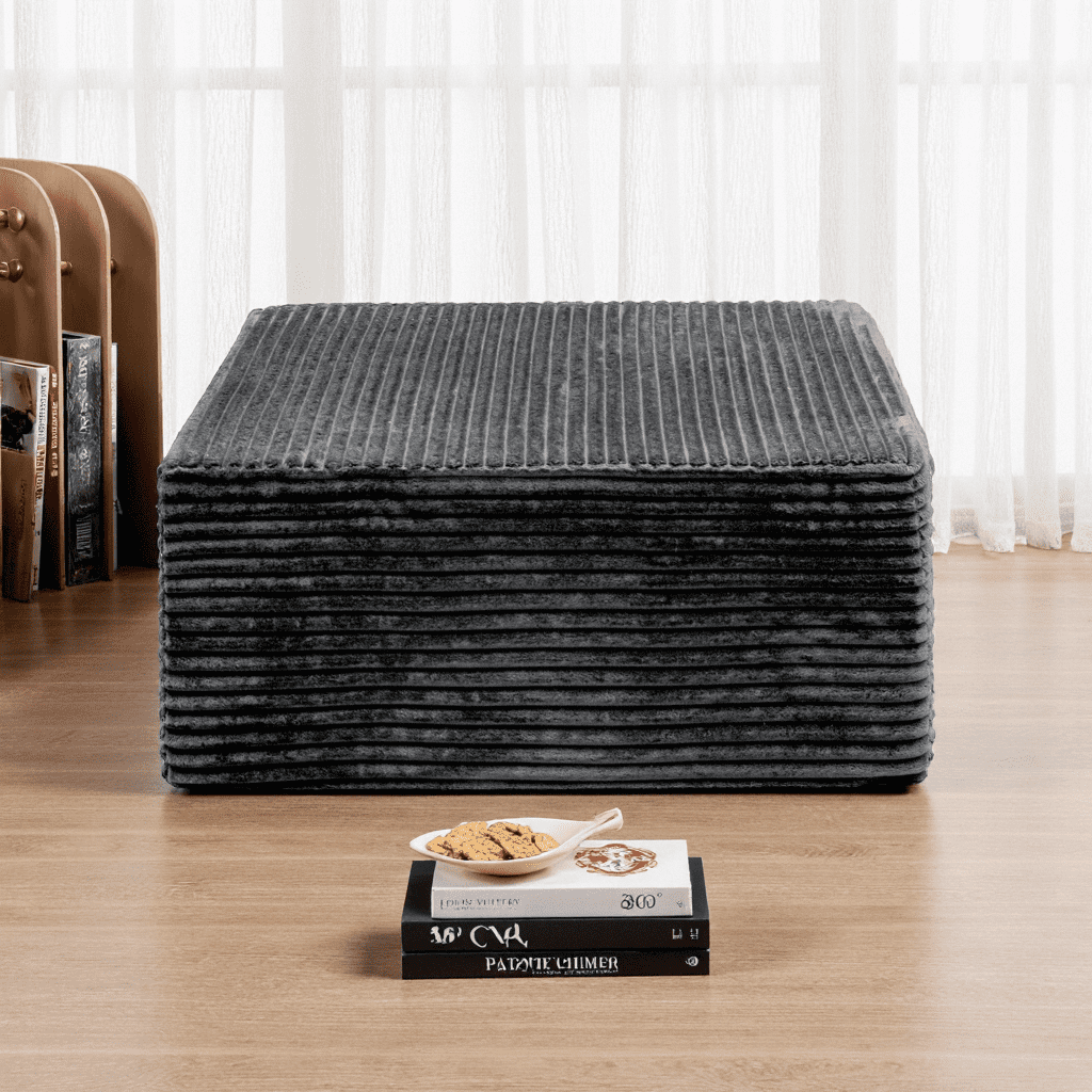 Modular Sectional Sofa, No Assembly Needed, Grey Plush Corduroy Couch with Chaise Lounge, High-Resilience Sponge for Living Room Apartment Bedroom