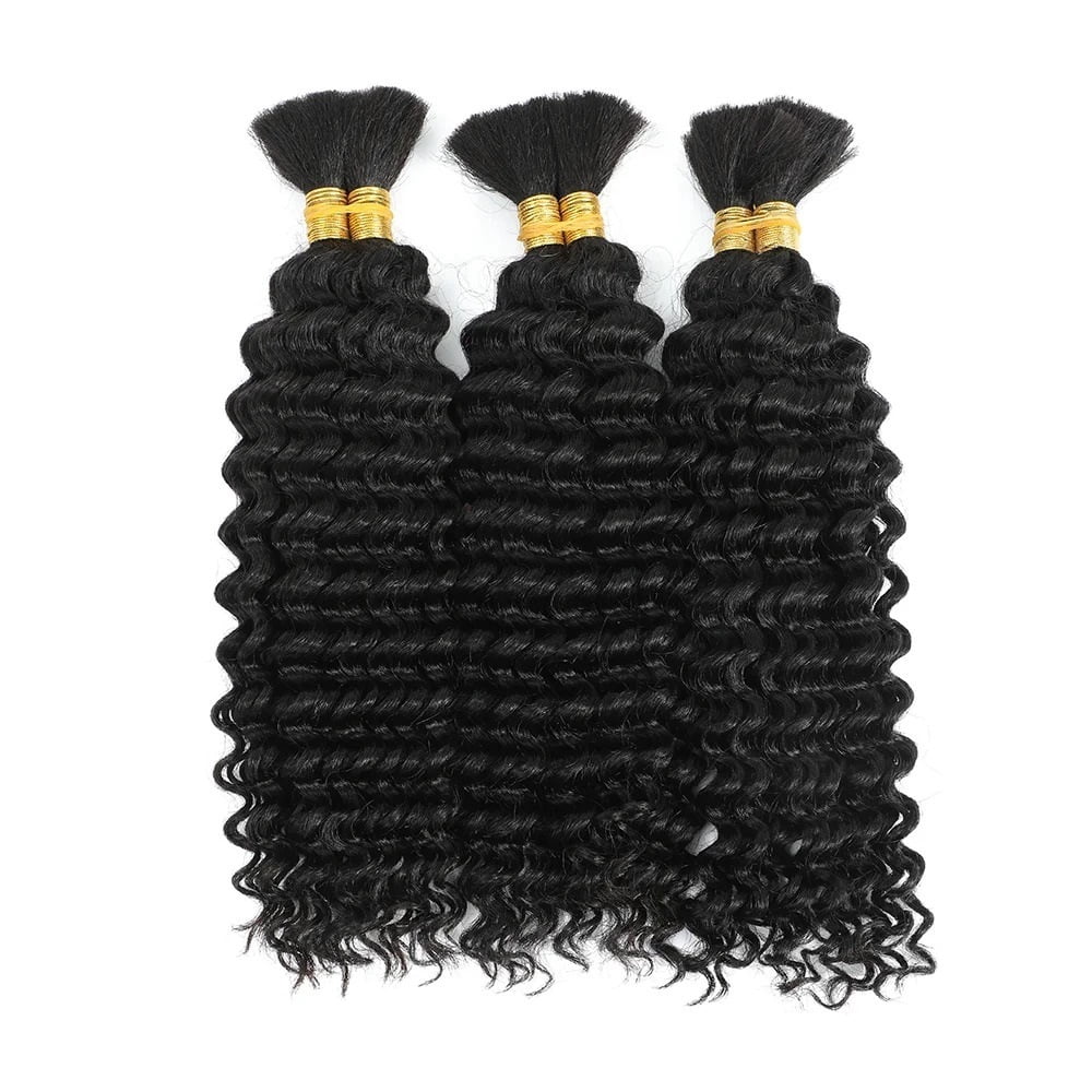 Hair Braiding Human Hair Deep Wave 1 Bundles/Pack 100g 18-20 Inch Natural Color No Weft