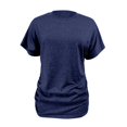 thumbnail image 7 of Tittly T Shirts for Women Basic Tees Women's Short Sleeved Solid Color Round Neck Loose Pleated Fashion Top T Shirt Tshirts Shirts Womens Tops Navy S, 7 of 7