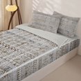 thumbnail image 2 of Castle Fairy Vintage Washed Aztec Stripe Zipper Twin Comforter Sets with Fitted Sheet and 2 Pillowcases,Boho Geometric Border Zipper Bedding Set,Gray Ivory,Reversible, 2 of 7