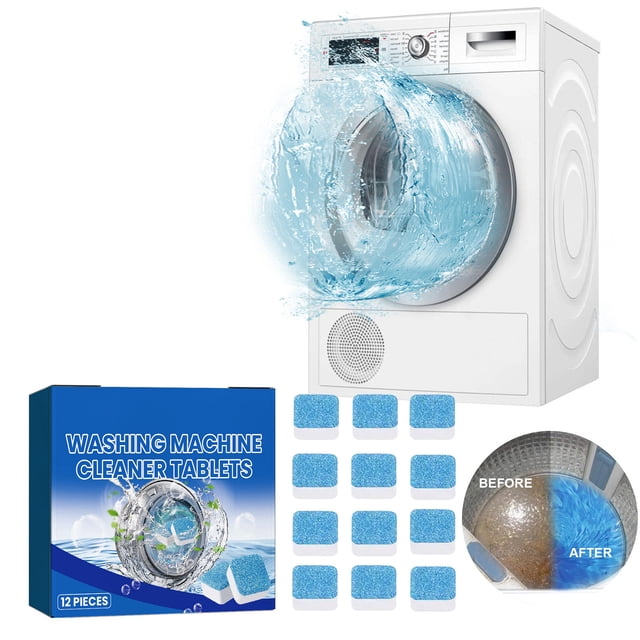 Clearance! Washing Machine Cleaner And Descaler, 12 Pack Deep Cleaning Tablets For Front Load And Top Load Washing Machines, Septic Tank Safe Deodorizer