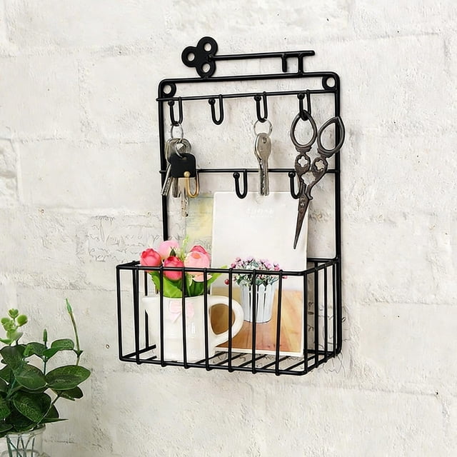 FcBaudy Shoe Rack for Closet Key Hook Storage Box For Doorway Entrance Decorative Storage Rack Concise Modern Hook Rack Wrought Iron Storage Rack
