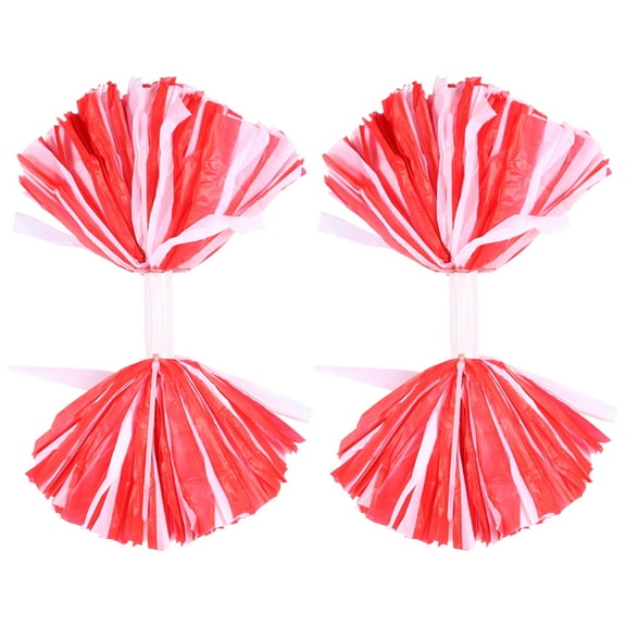 LOLIPPYY 1 Pair Creative Cheering Poms Cheerleader Supplies Cheerleader Pom Poms for Competitive (Red and White)