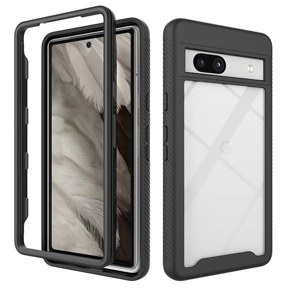 Feishell Slim Case for Google Pixel 7a 6.1 inch,Shock Absorption Two-layer Protection Hard PC & Soft TPU Transparent Anti-Scratch Lightweight Clear Ultra Thin Phone Case,Black