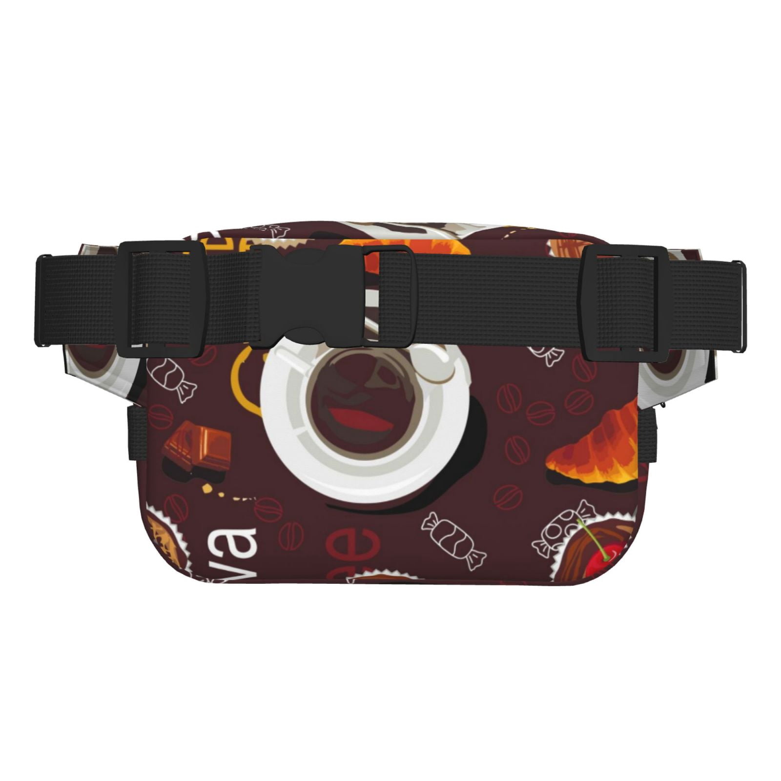 Picia A Cup Of Black Coffee On A Saucer Print Square Double-Layer Waist Bag Mini Adjustable Waist Belt Bag Exercise Running Travel Hiking