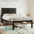 thumbnail image 3 of Homall Twin Size Bed Frame with Headboard PU Leather Upholstered Bed Frame Platform,All Metal Slats Support Platform Bed Frame with Storage Space,Easy Assembly,Noise Free,No Box Spring Needed,Black, 3 of 7