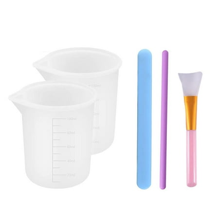 

TONKBEEY Silicone Resin Measuring Cups Tool Kit 100 ml Measure Cups Silicone Popsicle Stir Sticks for Epoxy Resin Mixing Molds