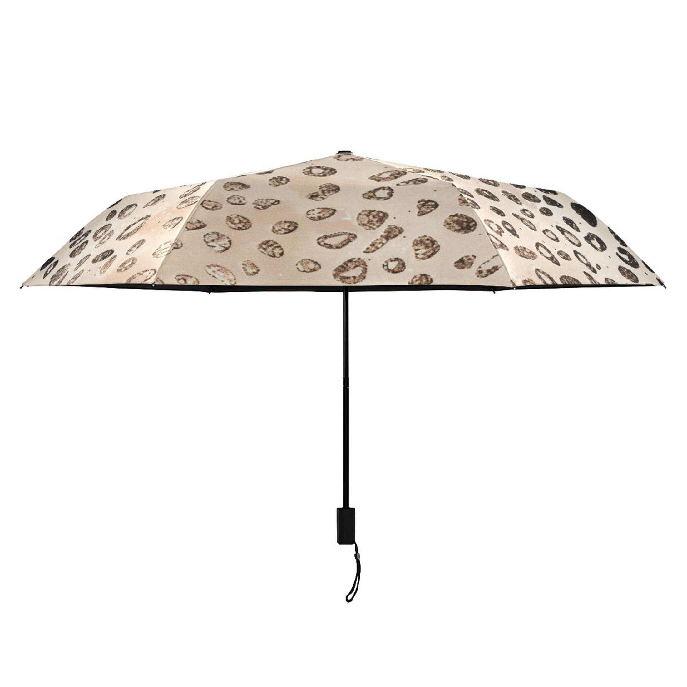 ALAZA Plain Cheetah Glitter Print UPF 50+ Compact Folding Umbrella for Rain Travel Umbrella Packable