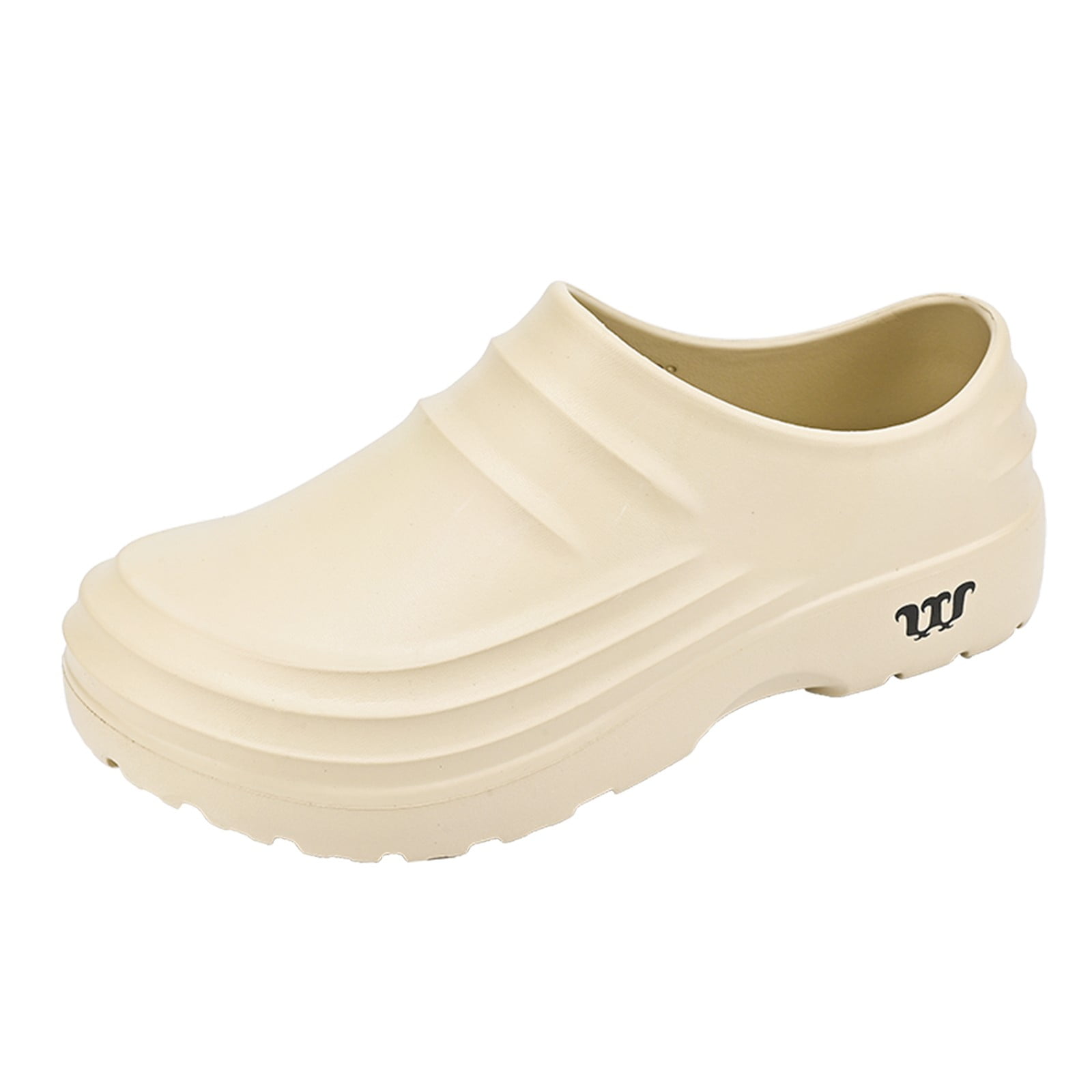 Mepaouo Men's Women's Non Slip Work Shoes Oil Water Resistant Chef Shoes Clogs for Food Service(Beige,10)