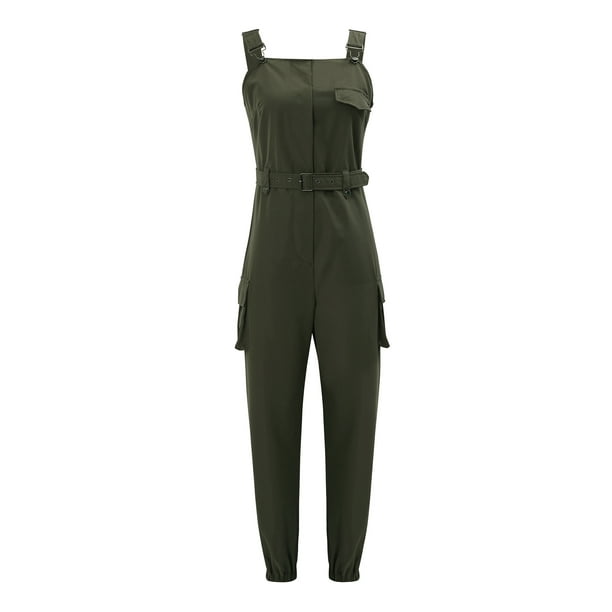 Mono de mujer VISgogo de color liso con cintura, mono sin mangas con cuello cuadrado, S-XXXL VISgogo moda