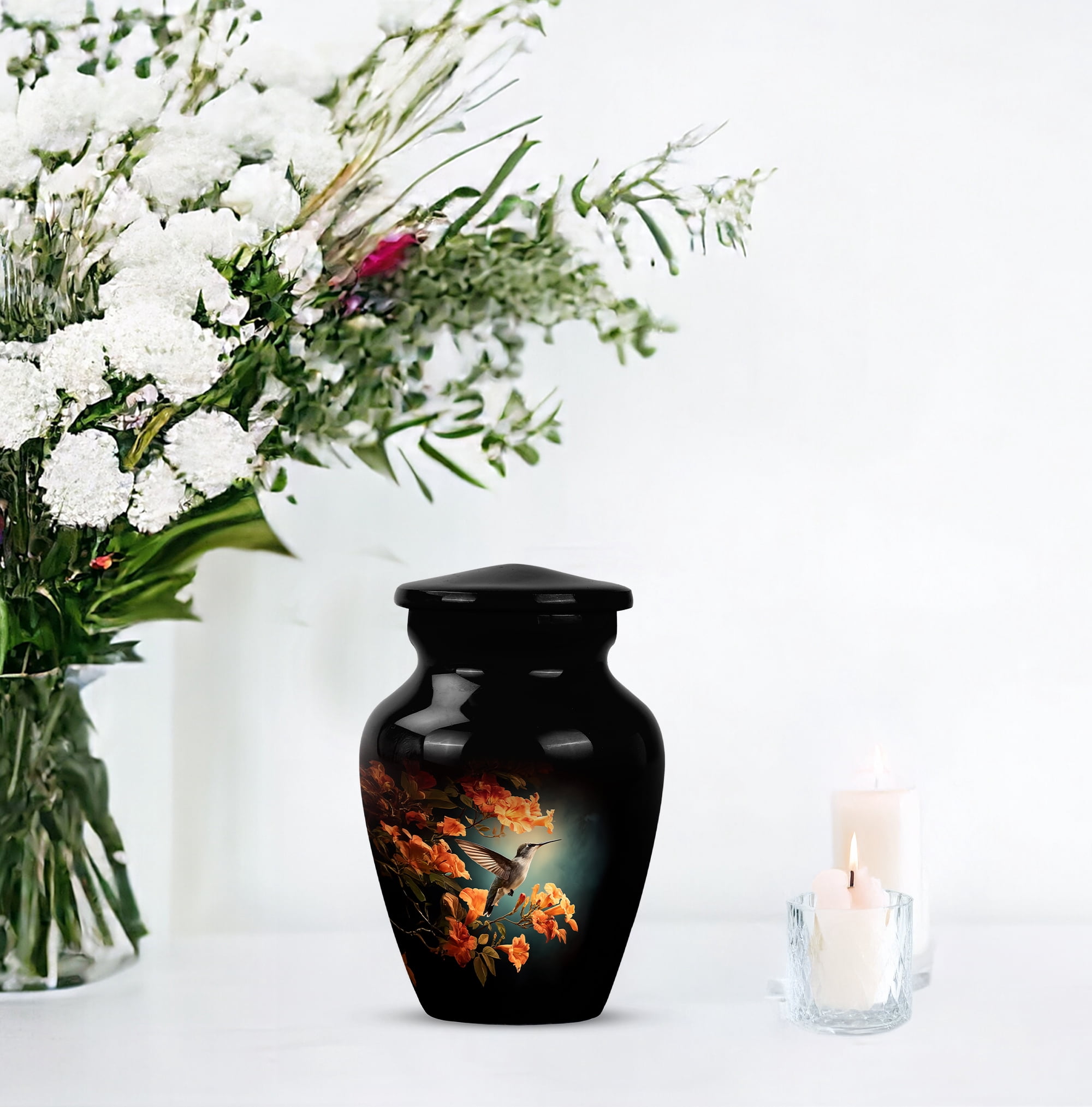 MUKTIVE Humming Bird Cremation Urn for Ashes Adult Female & Male 3 Inch - Black Decorative Tiny Urns for Women - Human keepsake Urn for Ashes Adult Male - Mini Funeral Memorial Gift
