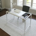 thumbnail image 3 of Homy Casa 43" Computer Desk Wood Writing Home Office Desk with Rack & Metal Frame, White, 3 of 9