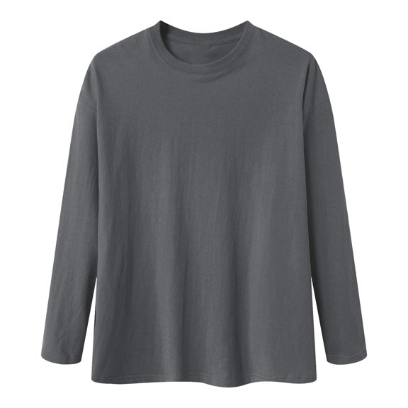 ZHANGDER Men's Basic Cotton Long Sleeve T Shirt Crew Neck Soft Top, Dark Gray XL