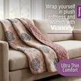 thumbnail image 6 of Vianney Twin Comforter, Novo Veneto Twin Bedding, Reversible Lightweight Quilt Blanket in Multi-Floral Mandala Design with Soild Light Mauve on Other Side, 71”x93”, 6 of 9