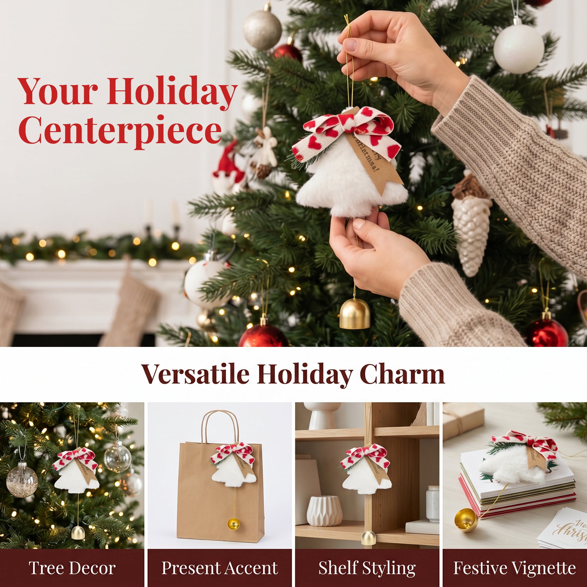 Unique Bargains 2Pcs Door Knob Iron Hanging Bells with Rope White 3.5" x 3.5" x 18.5"