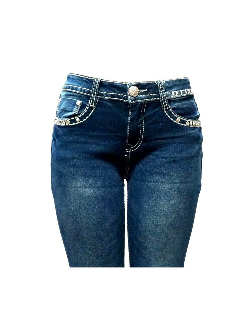 【WONDER WONDER】Pocket 2-Button BK Denim Bootcut Denim PT Barbara Bootcut Jeans In Plus Size - Quinn Blue | NYDJ