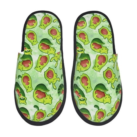 

Honeii Avocado color cute animals Print Furry Slippers Bedroom Slippers for Women and Men Fuzzy Plush Comfy Faux Fur Lined Slide Shoes -Large