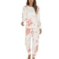 thumbnail image 2 of Besolor Pajama Sets for Women Casual Soft Tie-Dye Crewneck Long Sleeve Tops and Pants 2 Pieces Outfits Sleepwear Pjs, 2 of 5