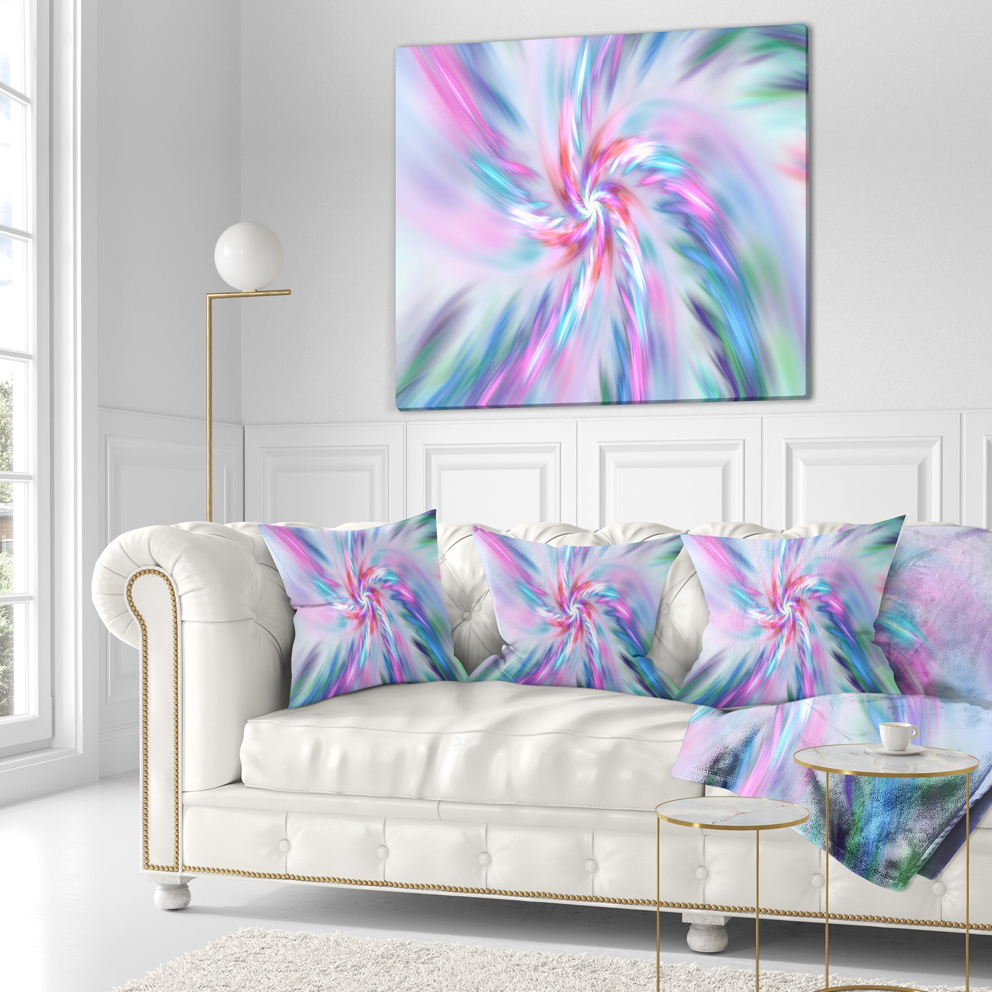 Designart Exotic Light Blue Flower Petal Dance - Floral Throw Pillow - 16x16