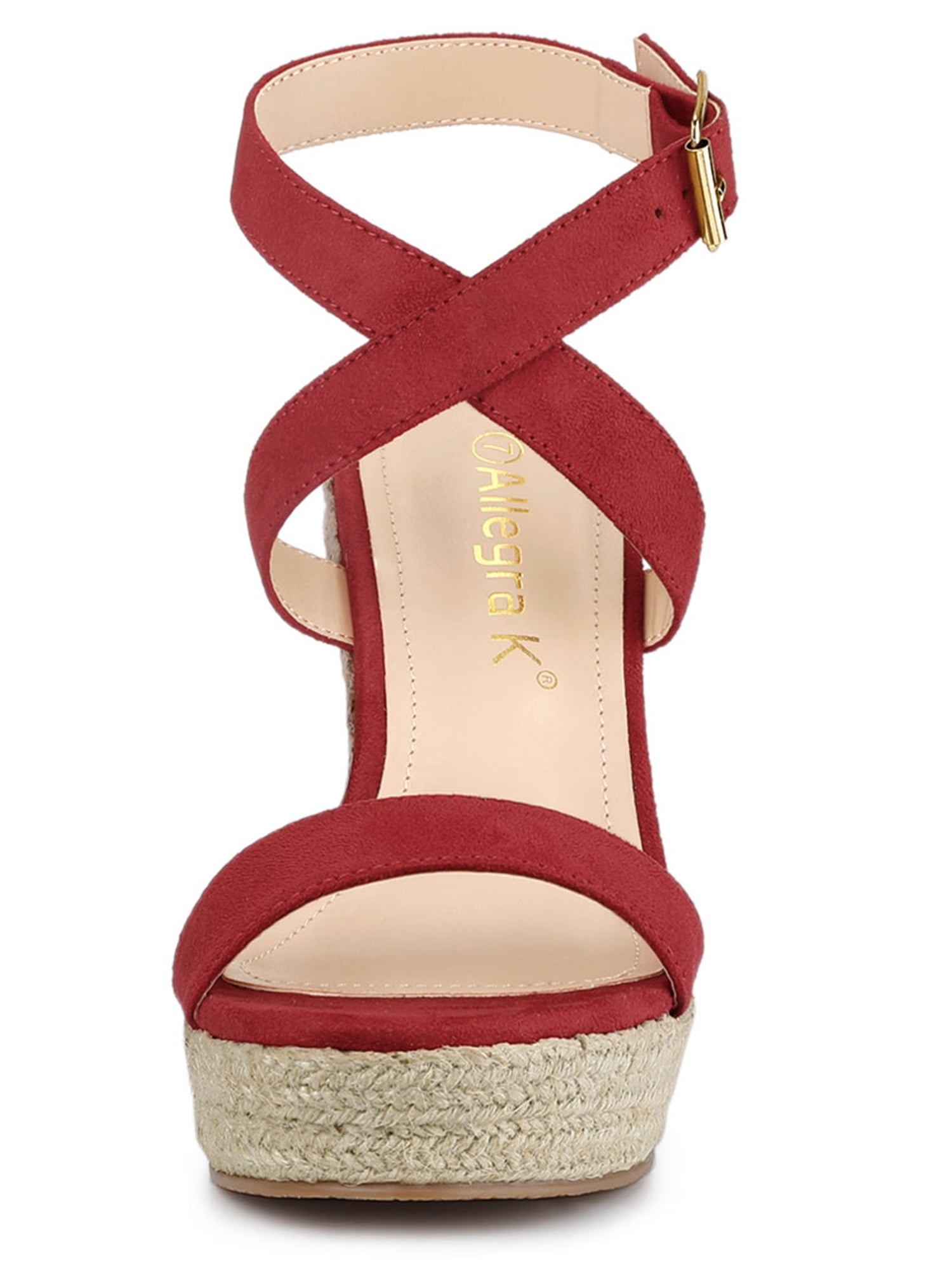 DARING DIVA Women's Slingback Crisscross Wedges Heel Espadrille Sandals Red 9