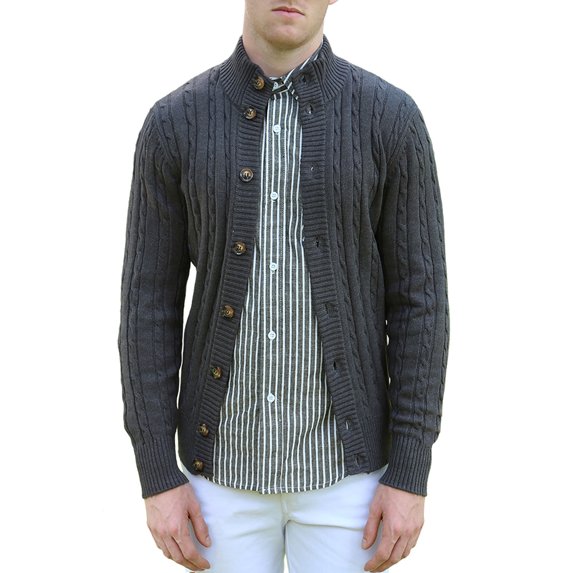 Lars Amadeus Men's Stand Collar Long Sleeves Single Breasted Cardigan