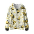 thumbnail image 4 of Xoenoiee Bee Daisy Honeycomb Print Hoodies for Girls Long Sleeve Shirts with Full Zipper Lightweight Hooded Sweatshirt Athletic Hoodie Fall Tops Trendy Outfits for Kids, M, 4 of 7
