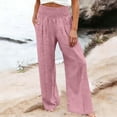 thumbnail image 3 of Linen Palazzo Pants for Women High Waist Tummy Control Wide Leg Pant Summer Flowy Loose Pull On Lounge Trousers 2026, L, 3 of 5