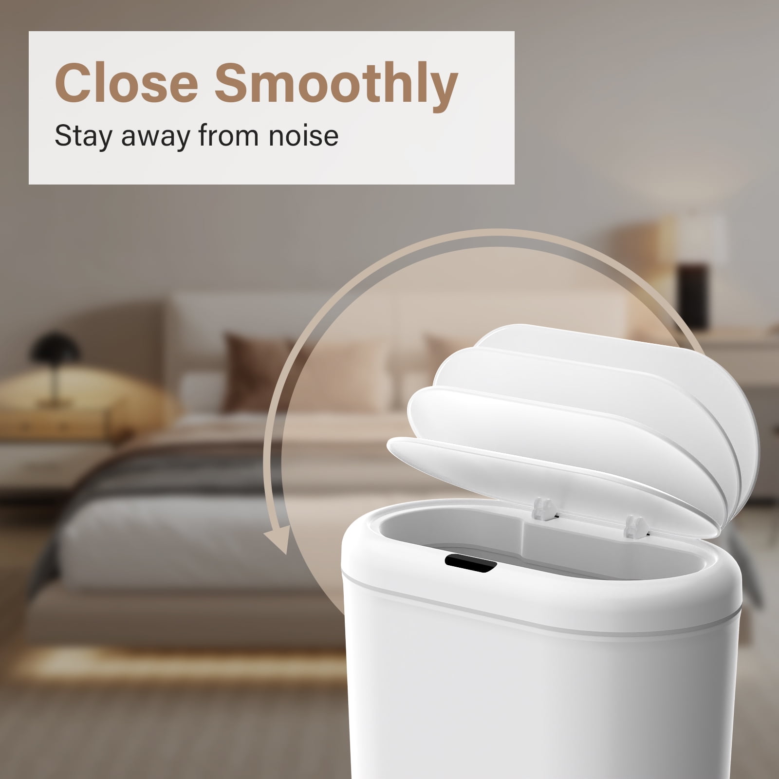TINANA Automatic Sensor Trash Can with Lid 2 Pack: 3.3 Gallon Plastic Garbage Bins, Waterproof Touchless Slimline Wastebasket for Bathroom, Bedroom, Kitchen, Office, White