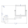 thumbnail image 2 of ALFI brand ABM8WS-BN 8"  Square Wall Mounted 5x Magnify Cosmetic Mirror, 2 of 10