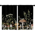thumbnail image 5 of Black Mushroom Kitchen Curtains Galaxy Star Botanical Floral Bathroom Curtains Window Treatment Drapes Rustic Plant Leaves Cafe Small Bedroom Short Curtains Fabric 2 Panels 26x36 Inch, 5 of 6