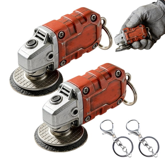 Mini Grinder Keychain, Realistic Grinding Tool Keychain Pendant Keyring for Tool Enthusiasts, Backpack Accessories Bag Purse Charms Gift for Hardware Lovers 2PC