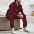 thumbnail image 7 of Fotbe Maroon Pattern Long Sleeve Pajama Set for Men,Sleepwear Set,2-piece Loungewear Set,Soft PJs Comfy Nightwear with Pockets-, 7 of 7