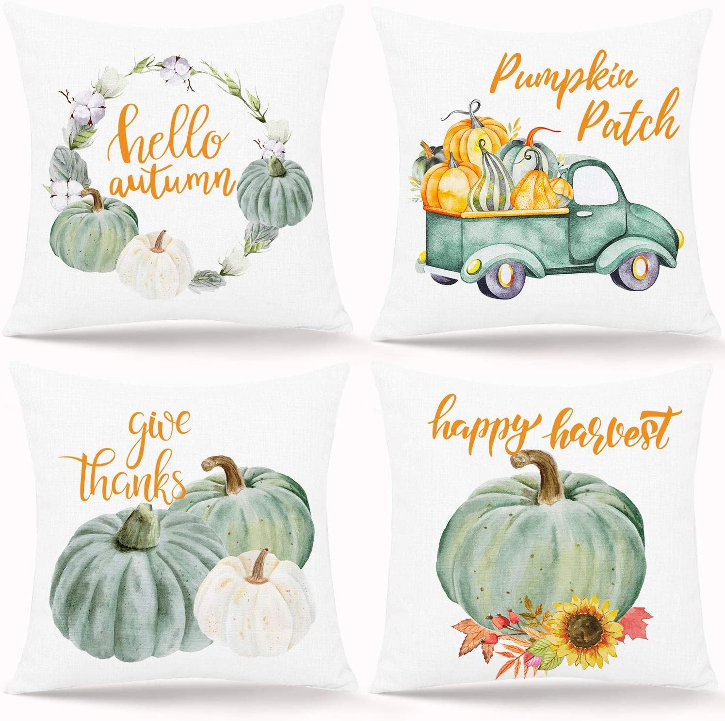Pillowslip Harvest Truck Pumpkin Throw Cushion Cover Couch Fall Decorations 18" 
