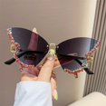 thumbnail image 1 of Gafas de sol de mariposa de cristal sin marco para mujer, gafas de sol sin montura, gafas de marca Vintage, gafas de diamantes brillantes, diseñador de lujo qiuyongming unisex, 1 of 2
