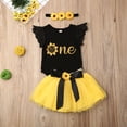 thumbnail image 2 of Sedceaty 3 PCS Baby Girls Clothes Set, Flying Sleeves Alphabet Print Romper + Sunflower Mesh Tutu Skirt + Flower Headband, 2 of 8