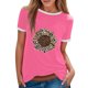 thumbnail image 1 of Gibobby Playera de Verano para Mujer Blusa informal con cuello redondo para mujer, camiseta manga corta con estampado girasoles en color, camiseta super(Rosa,G), 1 of 4