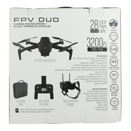 Vivitar - VTI FPV Duo Camera Racing Drone - Black