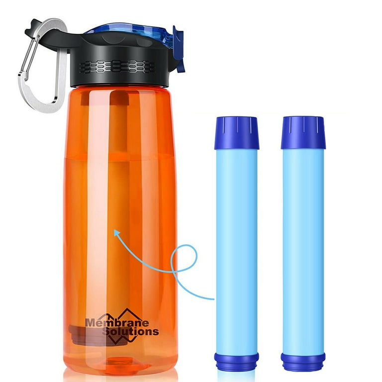 Membrane Solutions 22oz Bottle with Filter, BPA Free Portable Filtered Water Bottle for Travel, Blue