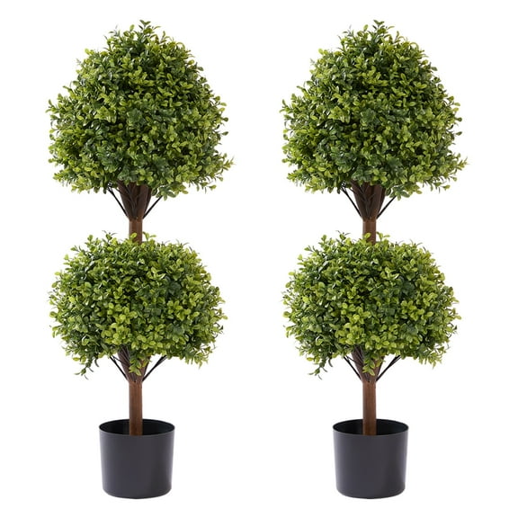 Poetree 39.3" Double Ball Boxwood Artificial Topiaries