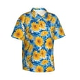 thumbnail image 2 of Daiia Blue Ocean Wave Sunflower Hawaiian Shirt for Men Gentle Cotton Regular Short Sleeve Casual-Medium, 2 of 9